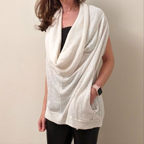 MICHAEL Michael Kors Drapey Cowl Neck Linen and Cotton Sleeveless Sweater - Picture 1 of 6